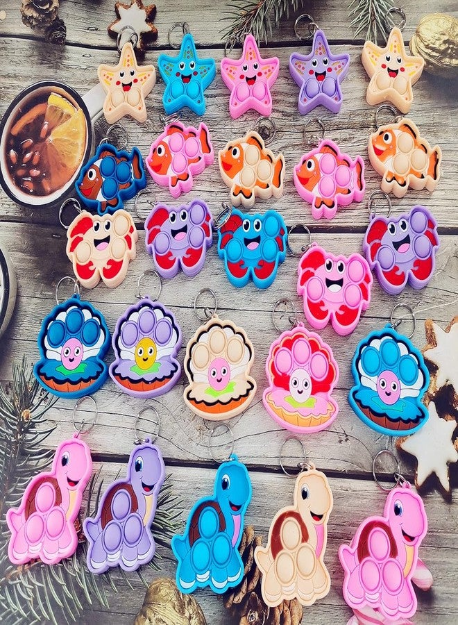 HOZKEAP 25 Packs Bulk Fidget Bubble Mini Pop Ocean Animals Keychain, Holiday Party Favors Supplies Classroom summer Student gifts - Image 2